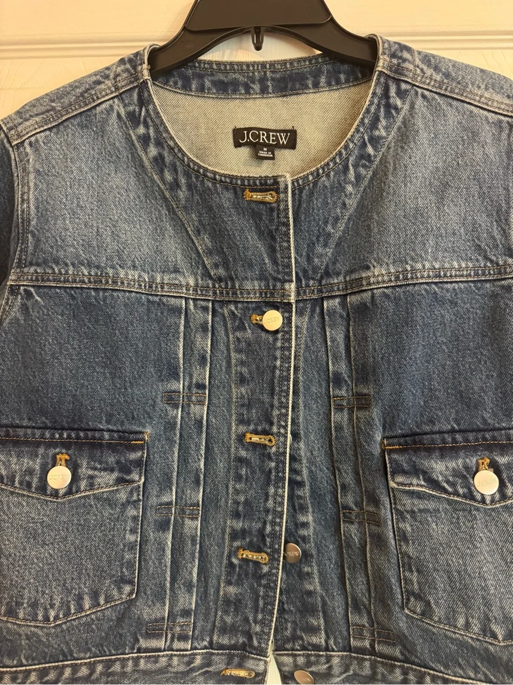 J.Crew Collarless Denim Modern Utility Jean Jacket